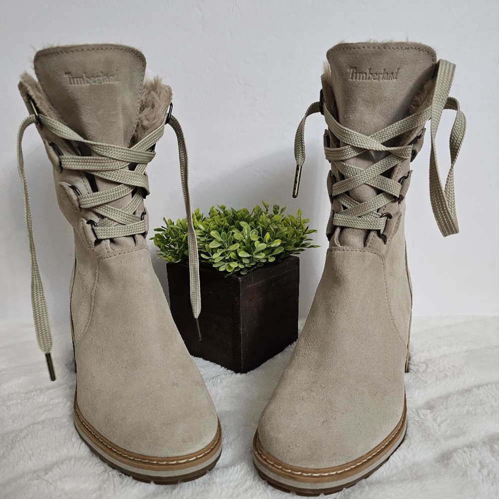 Timberland Womens Sienna Suede High Waterproof Mid Faux Fur Lined Lug Heel Boot - Picture 15 of 16